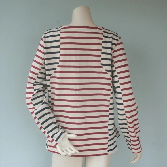 Sophie Hulme Burgundy Stripe Nautical Breton Top - Picture 9 of 10